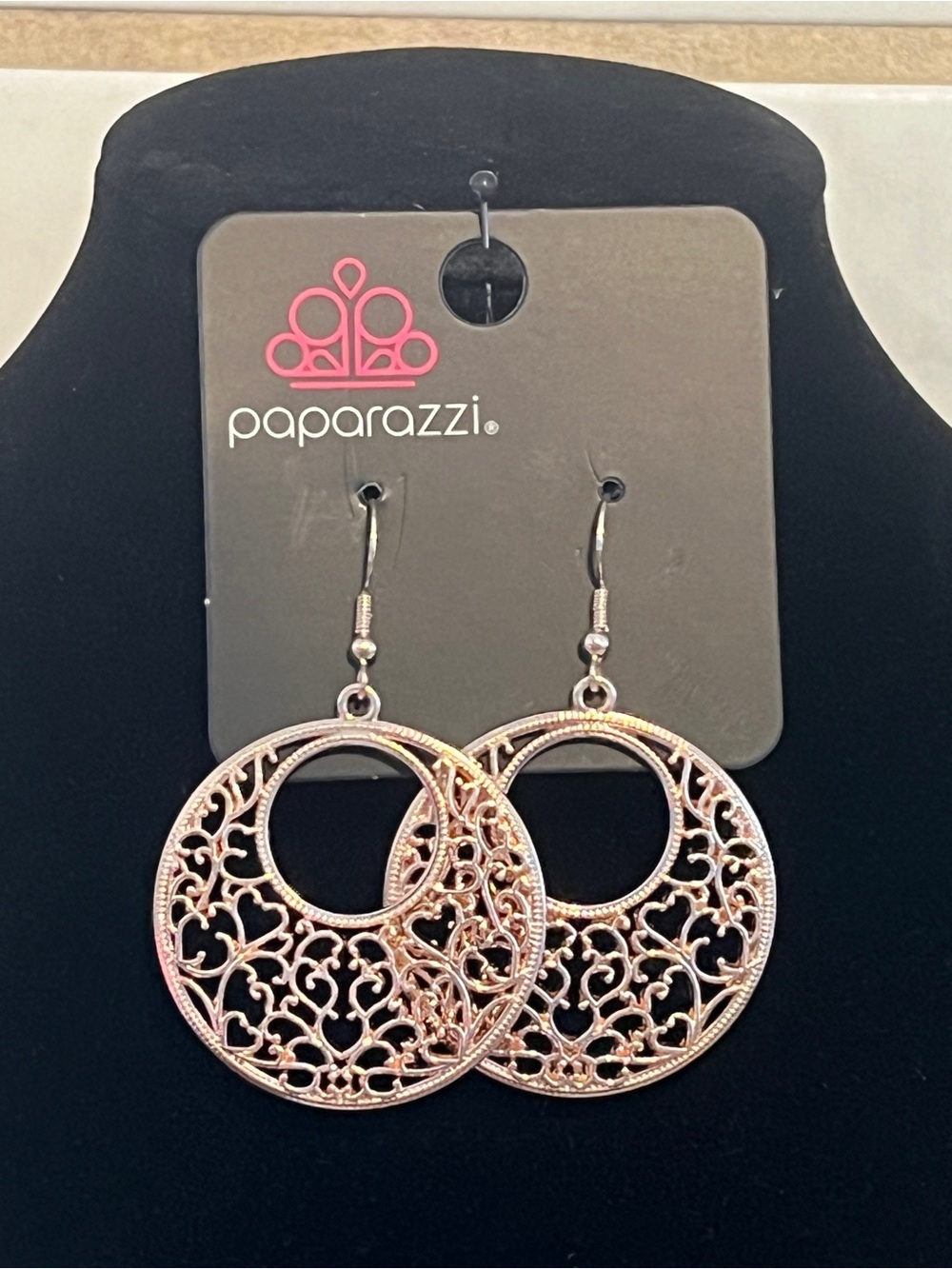 Paparazzi Rose Gold Filigree Hoop Earrings - Women's Jewelry